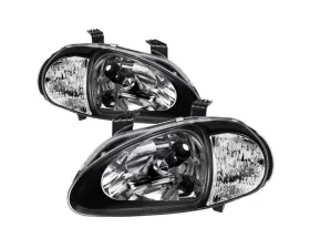 Xtune Black 1PC Crystal Headlights Honda Del Sol 1993-1997