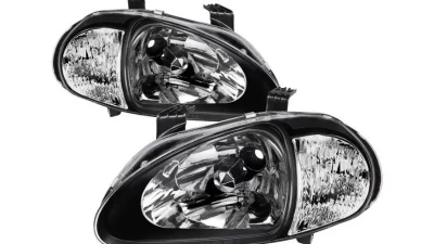 Xtune Black 1PC Crystal Headlights Honda Del Sol 1993-1997                                     - HD-ON-HDEL93-1P-BK - Image 4