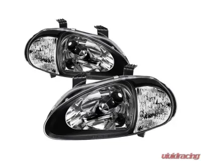 Xtune Black 1PC Crystal Headlights Honda Del Sol 1993-1997 - HD-ON-HDEL93-1P-BK