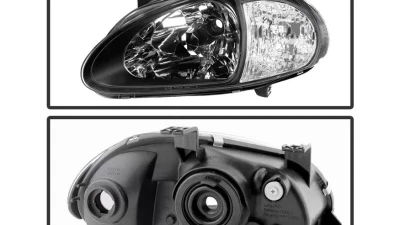 Xtune Black 1PC Crystal Headlights Honda Del Sol 1993-1997                                     - HD-ON-HDEL93-1P-BK - Image 2