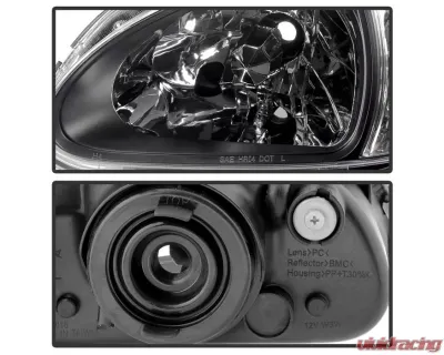 Xtune Black 1PC Crystal Headlights Honda Del Sol 1993-1997 - HD-ON-HDEL93-1P-BK