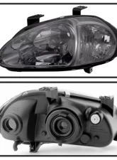Xtune Smoke 1PC Crystal Headlights Honda Del Sol 1993-1997                                     - HD-ON-HDEL93-1P-SM - Image 2