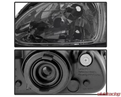 Xtune Smoke 1PC Crystal Headlights Honda Del Sol 1993-1997 - HD-ON-HDEL93-1P-SM