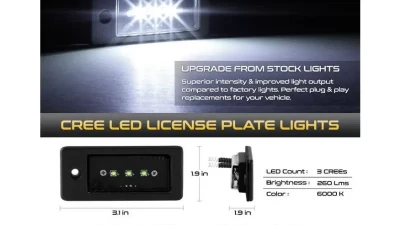 Xtune Complete License Plate Bulb Assembly Replacement w/ Built In CREE Chips Audi 2002-2017                                     - LAC-LP-AA402-CREE - Image 2