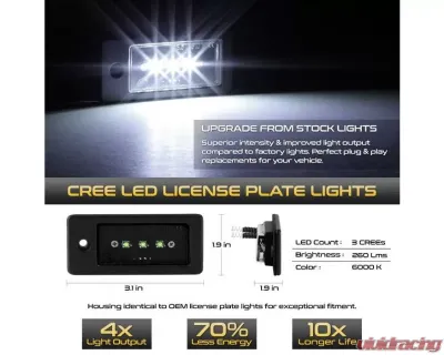 Xtune Complete License Plate Bulb Assembly Replacement w/ Built In CREE Chips Audi 2002-2017 - LAC-LP-AA402-CREE