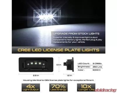 Xtune Complete License Plate Bulb Assembly Replacement w/ Built In CREE Chips Audi 2008-2017 - LAC-LP-AA408-CREE