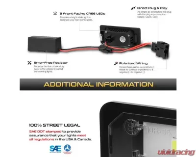 Xtune Complete License Plate Bulb Assembly Replacement w/ Built In CREE Chips Audi 2008-2017 - LAC-LP-AA408-CREE