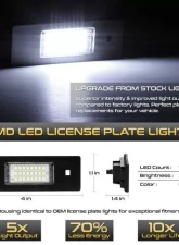 Xtune Complete License Plate Bulb Assembly Replacement w/ Built In LED Chips BMW | MINI Cooper 2003-2018                                     - LAC-LP-BMWE8703 - Image 2