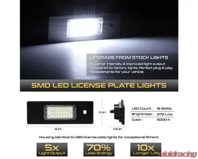 Xtune Complete License Plate Bulb Assembly Replacement w/ Built In LED Chips BMW | MINI Cooper 2003-2018 - LAC-LP-BMWE8703