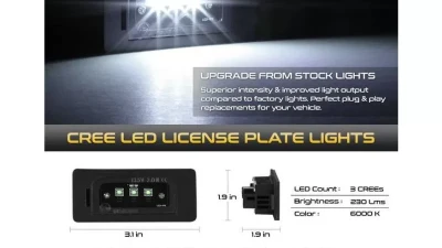 Xtune Complete License Plate Bulb Assembly Replacement w/ Built In CREE Chips BMW 1995-2018                                     - LAC-LP-BMWE9005-CREE - Image 2