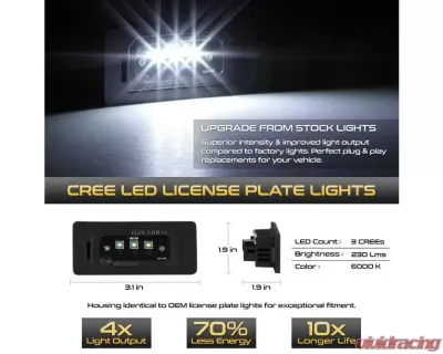 Xtune Complete License Plate Bulb Assembly Replacement w/ Built In CREE Chips BMW 1995-2018 - LAC-LP-BMWE9005-CREE