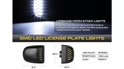 Xtune Complete License Plate Bulb Assembly Replacement w/ Built In LED Chips Cadillac | Chevrolet | GMC 1999-2014                                     - LAC-LP-CS07 - Image 2