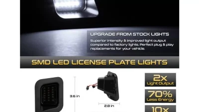 Xtune Smoked Complete License Plate Bulb Assembly Replacement w/ Built In LED Chips Dodge Ram | Ram 2003-2018                                     - LAC-LP-DR02-SM - Image 2
