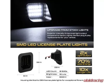 Xtune Smoked Complete License Plate Bulb Assembly Replacement w/ Built In LED Chips Dodge Ram | Ram 2003-2018 - LAC-LP-DR02-SM