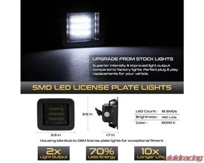 Xtune Smoked Complete License Plate Bulb Assembly Replacement w/ Built In LED Chips Ford F-150 2015-2018 - LAC-LP-FF15015-SM