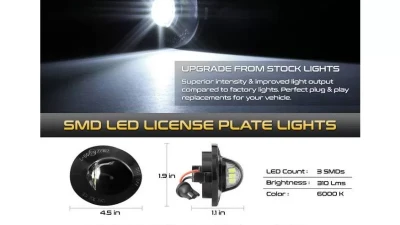 Xtune Complete License Plate Bulb Assembly Replacement w/ Built In LED Chips Ford | Lincoln Mark LT 1983-2016                                     - LAC-LP-FF15097 - Image 2