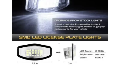 Xtune Complete License Plate Bulb Assembly Replacement w/ Built In LED Chips Acura | Honda 1999-2018                                     - LAC-LP-HA03 - Image 2