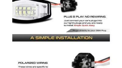 Xtune Complete License Plate Bulb Assembly Replacement w/ Built In LED Chips Acura | Honda 1999-2018                                     - LAC-LP-HA03 - Image 4