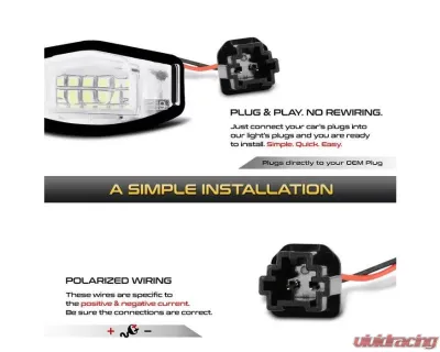 Xtune Complete License Plate Bulb Assembly Replacement w/ Built In LED Chips Acura | Honda 1999-2018 - LAC-LP-HA03