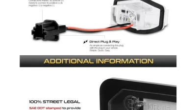 Xtune Complete License Plate Bulb Assembly Replacement w/ Built In LED Chips Acura | Honda 1999-2018                                     - LAC-LP-HA03 - Image 5