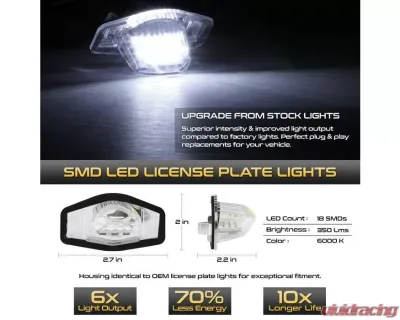 Xtune Complete License Plate Bulb Assembly Replacement w/ Built In LED Chips Honda 2007-2018 - LAC-LP-HODY08