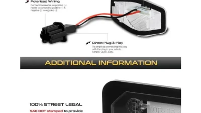 Xtune Complete License Plate Bulb Assembly Replacement w/ Built In LED Chips Honda 2007-2018                                     - LAC-LP-HODY08 - Image 5