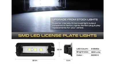 Xtune Complete License Plate Bulb Assembly Replacement w/ Built In LED Chips Porsche | Volkswagen 1999-2018                                     - LAC-LP-P98705 - Image 2