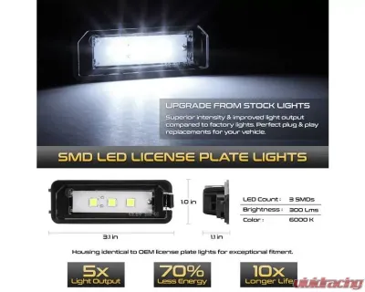 Xtune Complete License Plate Bulb Assembly Replacement w/ Built In LED Chips Porsche | Volkswagen 1999-2018 - LAC-LP-P98705
