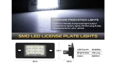 Xtune Complete License Plate Bulb Assembly Replacement w/ Built In LED Chips Audi TT | Porsche Cayenne | Volkswagen 1999-2014                                     - LAC-LP-PCAY03 - Image 2