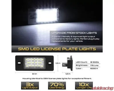Xtune Complete License Plate Bulb Assembly Replacement w/ Built In LED Chips Audi TT | Porsche Cayenne | Volkswagen 1999-2014 - LAC-LP-PCAY03