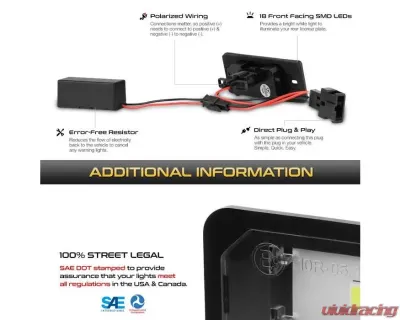 Xtune Complete License Plate Bulb Assembly Replacement w/ Built In LED Chips Audi TT | Porsche Cayenne | Volkswagen 1999-2014 - LAC-LP-PCAY03