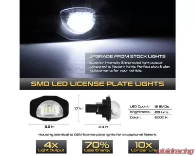 Xtune Complete License Plate Bulb Assembly Replacement w/ Built In LED Chips Scion xB | xD | Toyota Corolla | Sienna 2008-2018 - LAC-LP-TSIE08
