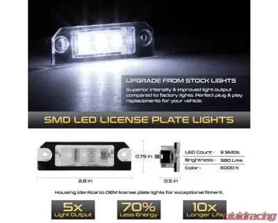 Xtune Complete License Plate Bulb Assembly Replacement w/ Built In LED Chips Volkswagen Golf | Jetta | Passat 2001-2010 - LAC-LP-VG05