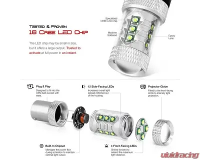 Xtune 2in1 Dual Function 7 x 3030 White LED Chip / 21 x 2835 Yellow LED Chip Machine-Soldered Bulb - 1156 / BA15S - LB-CREEX16-1156