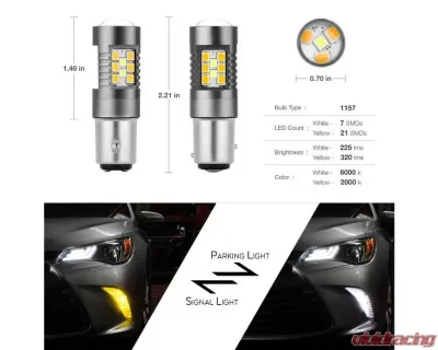 Xtune 2in1 Dual Function 7 x 3030 White LED Chip / 21 x 2835 Yellow LED Chip Machine-Soldered Bulb - 1157 / BAY15D - LB-SB-FBSERIES-C-1157-WTYEL
