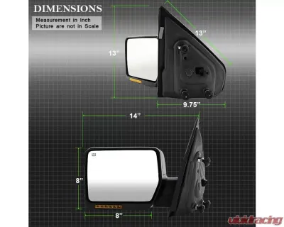 Xtune Left Driver Side Power Heated Amber LED Signal OE Mirror Ford F150 2004-2006 - MIR-03348AEBH-P-L