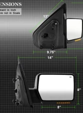 Xtune Right Passenger Side Power Heated Amber LED Signal OE Mirror Ford F150 2004-2006                                     - MIR-03348AEBH-P-R - Image 7