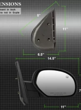 Xtune Right Passenger Side Shiny Black Power Heated Mirror Chevrolet Silverado 2007-2014                                     - MIR-03CS07-PW-R - Image 7