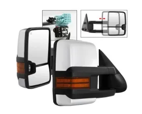 Xtune G3 Power Heated Amber LED Signal Telescoping Mirror Chrome Cover Set Chevrolet Silverado 2003-2006