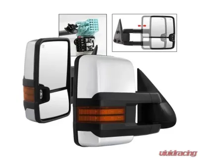 Xtune G3 Power Heated Amber LED Signal Telescoping Mirror Chrome Cover Set Chevrolet Silverado 2003-2006 - MIR-CS03S-G3C-PWH-AM-SET