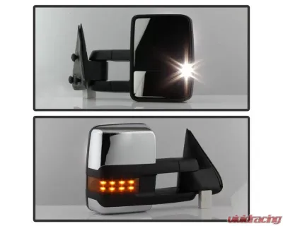 Xtune G3 Power Heated Amber LED Signal Telescoping Mirror Chrome Cover Set Chevrolet Silverado 2003-2006 - MIR-CS03S-G3C-PWH-AM-SET