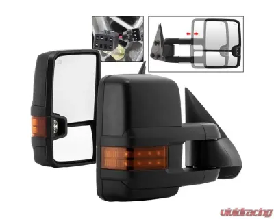 Xtune G2 Power Heated Amber LED Signal Telescoping Mirror Set Chevrolet Silverado 1999-2002 - MIR-CS99S-G2-PWH-AM-SET
