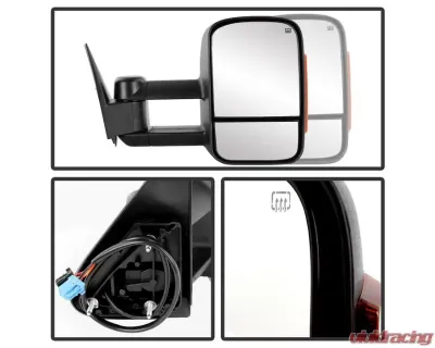 Xtune Right Passenger Side Manual Extendable Power Heated Adjust Mirror with LED Signal Amber Chevrolet | GMC 2003-2007 - MIR-CSIL03S-PW-AM-R