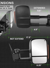 Xtune Right Passenger Side Manual Extendable Power Heated Adjust Mirror with LED Signal Amber Chevrolet | GMC 2003-2007                                     - MIR-CSIL03S-PW-AM-R - Image 4