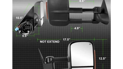 Xtune Right Passenger Side Manual Extendable Power Heated Adjust Mirror with LED Signal Amber Chevrolet | GMC 2003-2007                                     - MIR-CSIL03S-PW-AM-R - Image 4