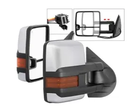 Xtune G3 Power Heated Amber LED Signal Telescoping Mirror Chrome Cover Set Chevrolet Silverado 2007-2013