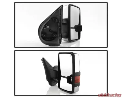 Xtune G3 Power Heated Amber LED Signal Telescoping Mirror Chrome Cover Set Chevrolet Silverado 2007-2013 - MIR-CSIL07S-G3C-PWH-AM-SET