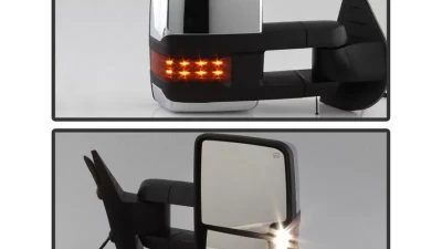 Xtune G3 Power Heated Amber LED Signal Telescoping Mirror Chrome Cover Set Chevrolet Silverado 2007-2013                                     - MIR-CSIL07S-G3C-PWH-AM-SET - Image 8