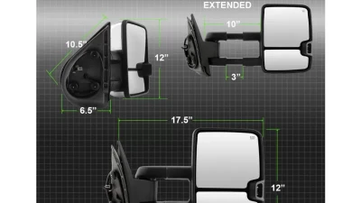 Xtune G3 Power Heated Amber LED Signal Telescoping Mirror Chrome Cover Set Chevrolet Silverado 2007-2013                                     - MIR-CSIL07S-G3C-PWH-AM-SET - Image 9