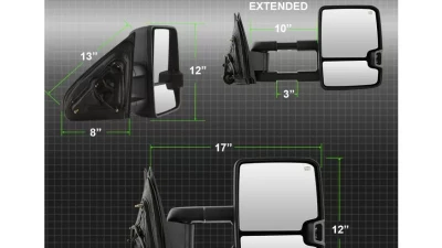 Xtune G2 Power Heated Amber LED Signal Telescoping Mirror Set Chevrolet Silverado 2014-2016                                     - MIR-CSIL14S-G2-PWH-AM-SET - Image 9